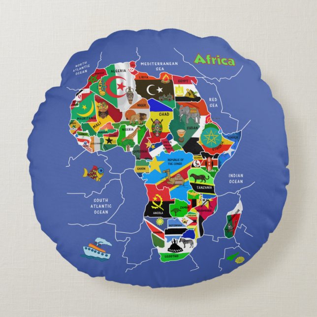 Africa Map Round Cushion (Front)