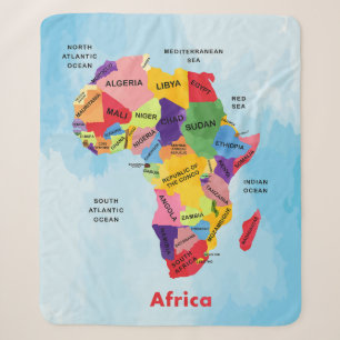 Africa Map Sherpa Blanket