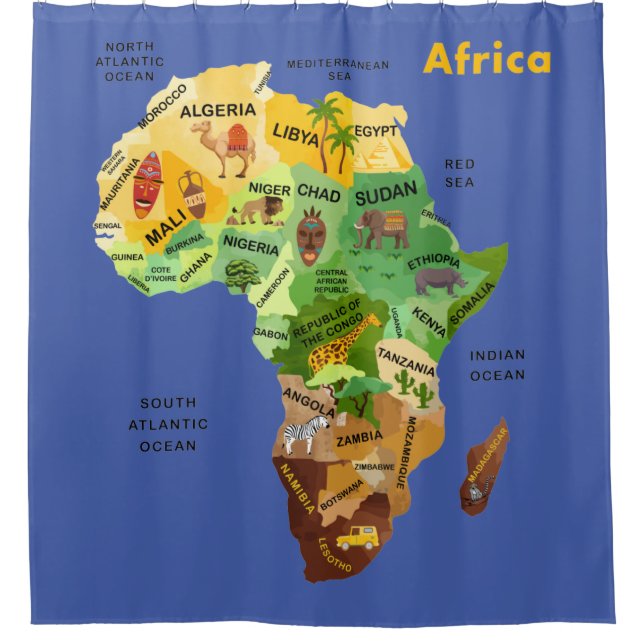 Africa Map Shower Curtain (Front)