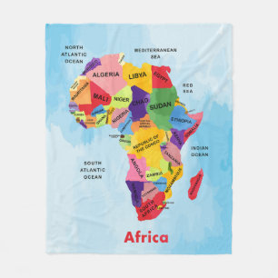 Africa Map watercolor Artwork Fleece Blanket
