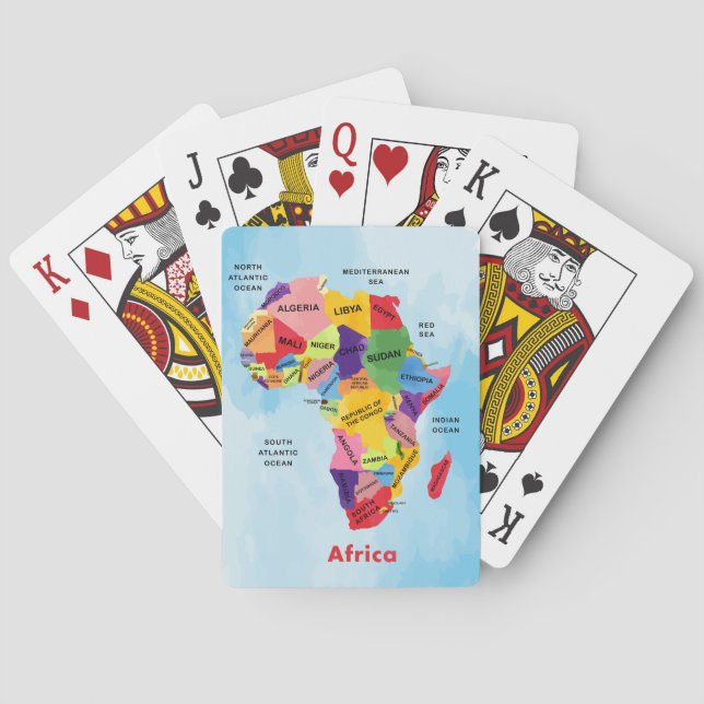 Africa Map watter colour Playing Cards (Back)