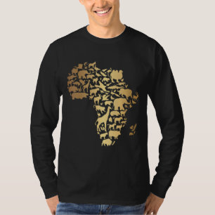 Africa Map with Animals African Continent Melanin T-Shirt