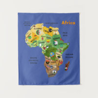 Africa Map with Flags Artwork Tapestry