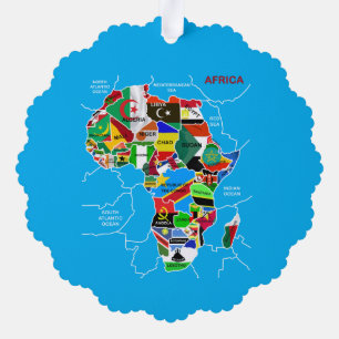 Africa map with flags tree decoration card