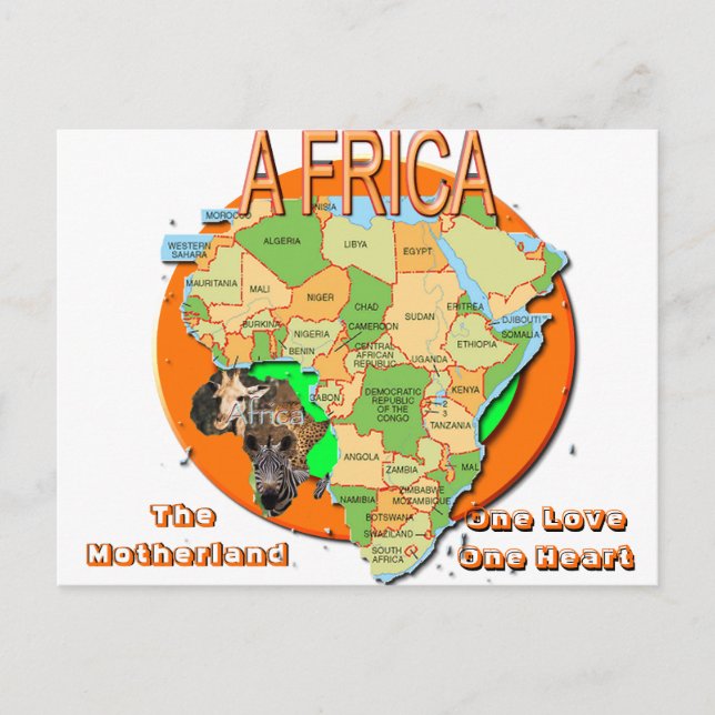 AFRICA  NEW, africa, The Motherland , One Love ... Postcard (Front)
