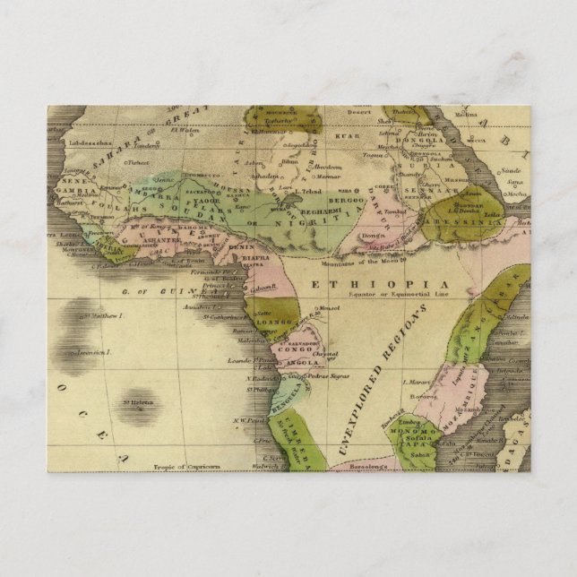 Africa Olney Map Postcard (Front)