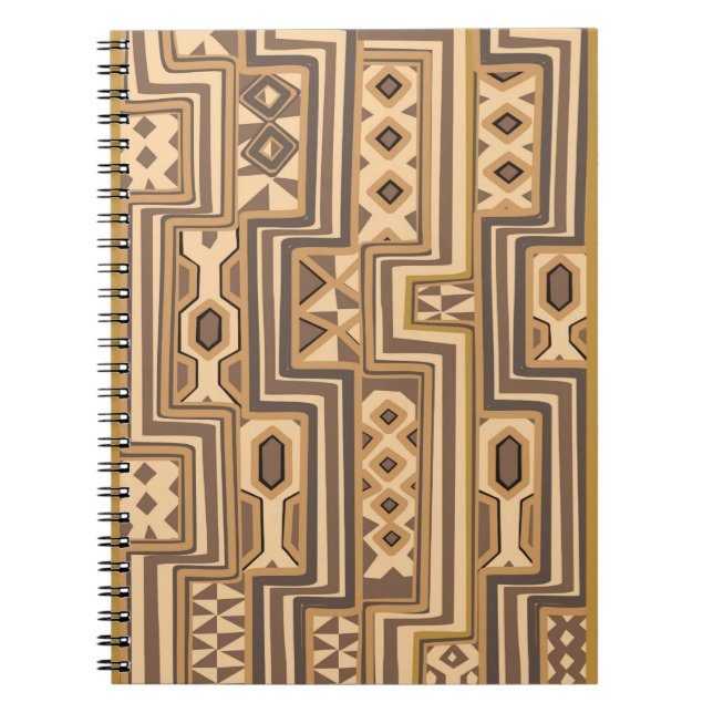 Africa Patterns: Brown abstract African art Spiral Notebook (Front)