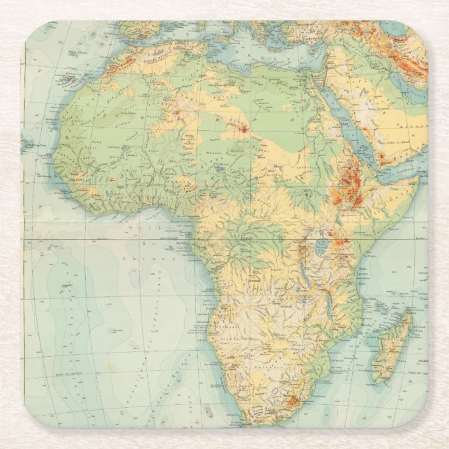 Africa Physical 10506 Square Paper Coaster (Front)