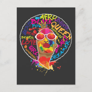 Africa Proud Black American Afro Melanin Queen Postcard