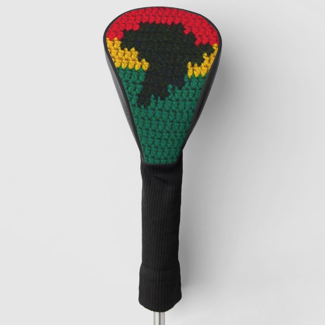 Africa Red Black Gold Green Designer Crochet Print Golf Head Cover (Front)