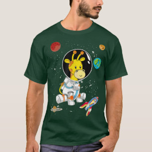 Africa Safari Giraffe Space Scientist Cute Animal  T-Shirt