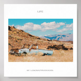 Africa Savannah Grass Car Mountains Life Poster