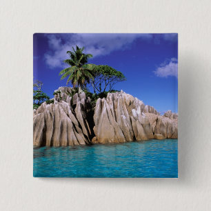 Africa, Seychelles, La Digue Island. Granite 15 Cm Square Badge