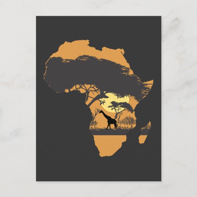 Africa Sunset Continent Safari Giraffe Postcard (Front)