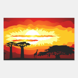 Africa sunset rectangular sticker