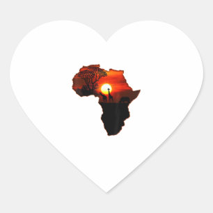 Africa T Shirt Map Of Africa Tee South African Sun Heart Sticker