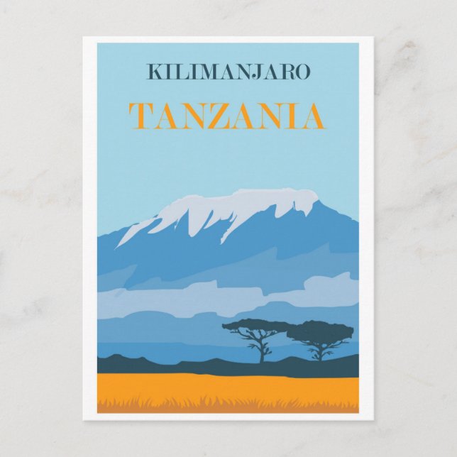 Africa Tanzania Mount Kilimanjaro Vintage Travel Postcard (Front)