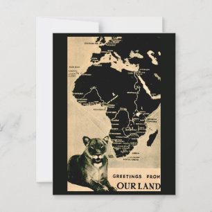 Africa Vintage Map Postcard
