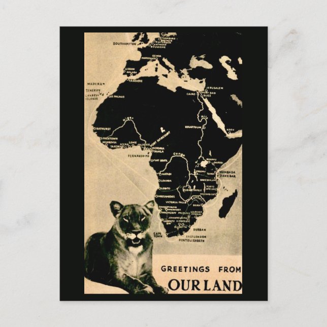 Africa Vintage Map Postcard (Front)