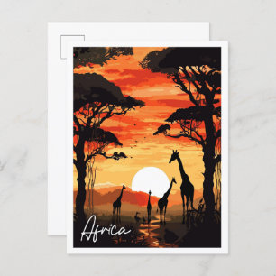 Africa vintage travel illustration postcard