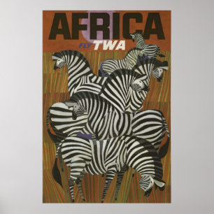 Africa Vintage Travel Poster Zebra Safari