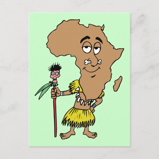 Africa Vintage Travel Souvenir Caricature Art Postcard (Front)