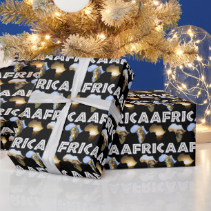 Africa Wildlife Continent White Text Trio Wrapping Paper