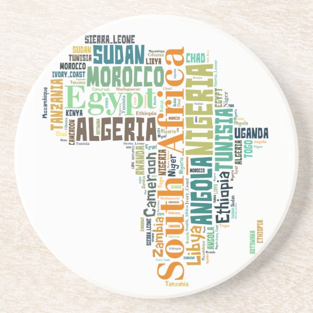 Africa Word Art Coaster (Front)