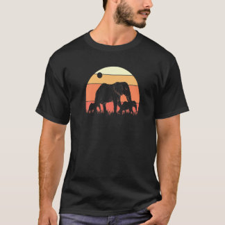 Africa Zoo Keeper Animal Family Kids Retro Elephan T-Shirt