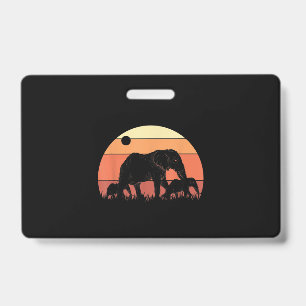 Africa Zoo Keeper Animal Family Retro Elephant ID Badge