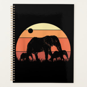 Africa Zoo Keeper Animal Family Retro Elephant Planner