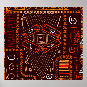 African Aboriginal Art Seamless Pattern Poster