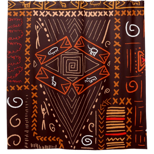 African Aboriginal Art Seamless Pattern Shower Curtain (Front)