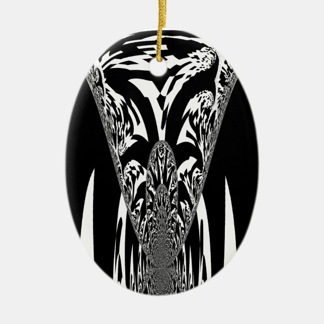 African Abstract Art Print Ceramic Tree Decoration (Front)