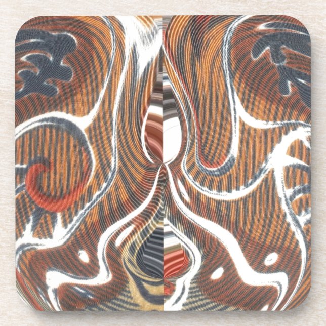 African Abstract Art Print Coaster (Front)