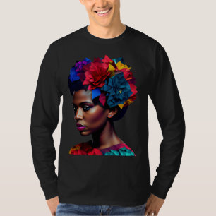 African Abstract Beautiful Black Woman Origami Que T-Shirt