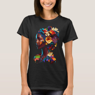 African Abstract Beautiful Origami Black Queen Flo T-Shirt