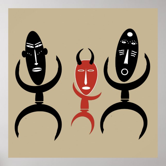 african abstract dancing figures poster (Front)