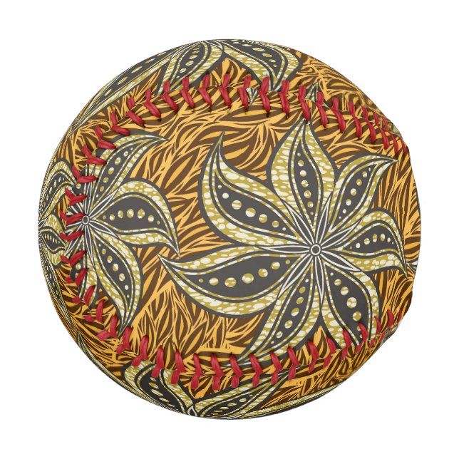 African Abstract Floral Batik Style Baseball (Front Left)