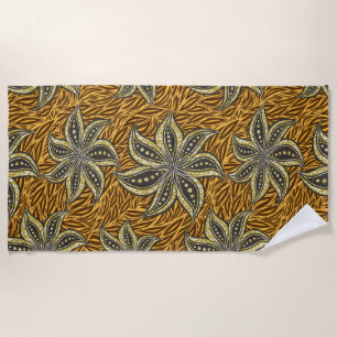 African Abstract Floral Batik Style Beach Towel