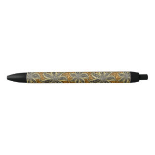 African Abstract Floral Batik Style Black Ink Pen