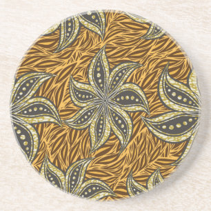 African Abstract Floral Batik Style Coaster