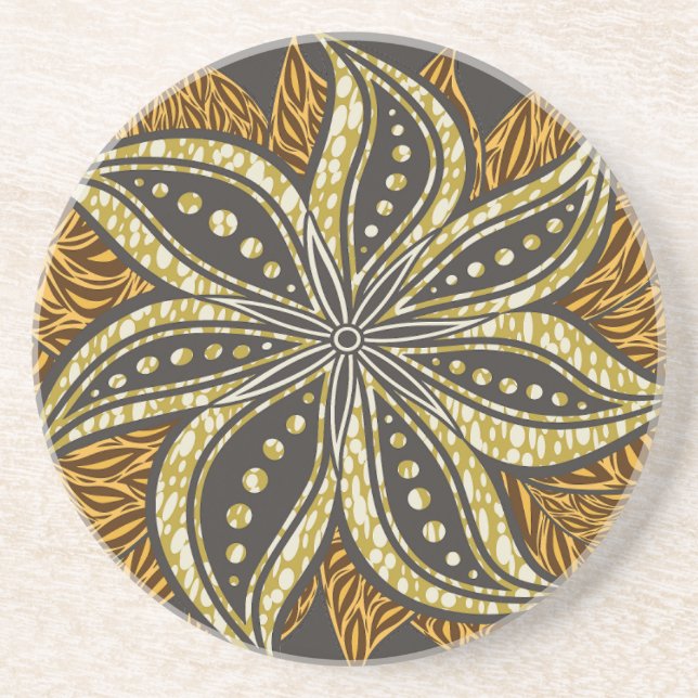 African Abstract Floral Batik Style Coaster (Front)