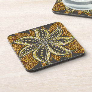 African Abstract Floral Batik Style Coaster