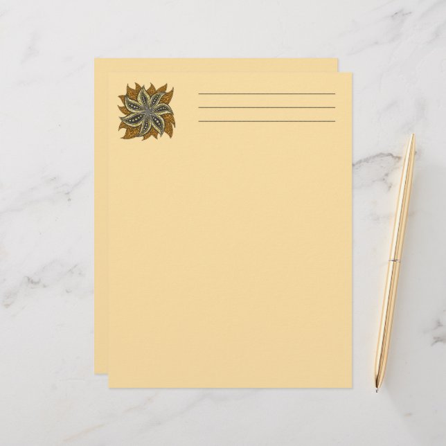 African Abstract Floral Batik Style Custom Letterhead (Front/Back In Situ)