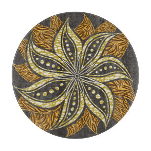 African Abstract Floral Batik Style Cutting Board
