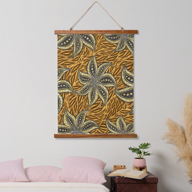 African Abstract Floral Batik Style Hanging Tapestry (Bedroom)