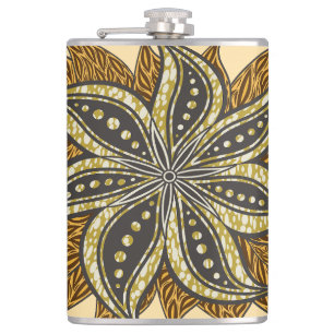 African Abstract Floral Batik Style Hip Flask