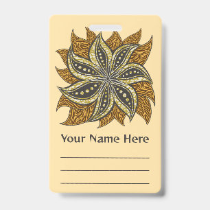 African Abstract Floral Batik Style ID Badge