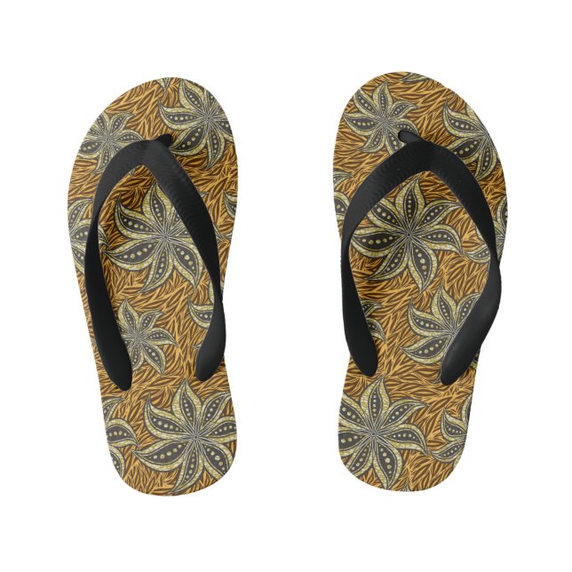 African Abstract Floral Batik Style Kid's Jandals (Footbed)